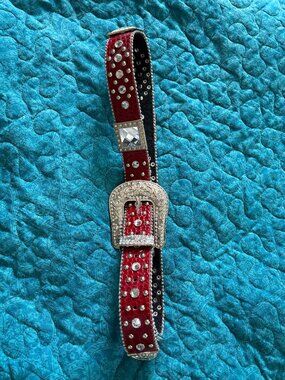 Snap On Western Cowgirl Alligator Rhinestone Studded Genuine Leather Belt 36-38"